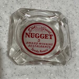 Vtg Dick Graves’ NUGGET Restaurant Sparks, Nevada Glass ASHTRAY MCM Advertising